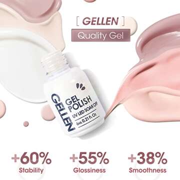 Gellen Gel Nail Polish Kit- Gentle Nudes Series Nude Neutrals 6 Colors, Warm Pastels Beige Pink Soak Off Gel Polish Set