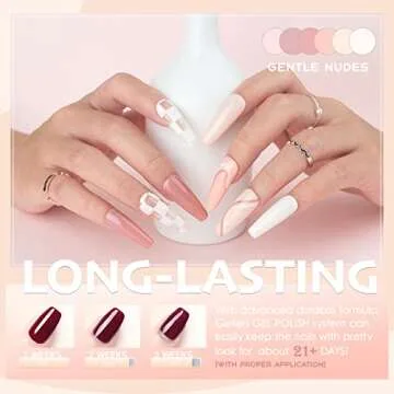 Gellen Gel Nail Polish Kit- Gentle Nudes Series Nude Neutrals 6 Colors, Warm Pastels Beige Pink Soak Off Gel Polish Set