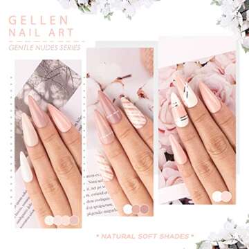 Gellen Gel Nail Polish Kit- Gentle Nudes Series Nude Neutrals 6 Colors, Warm Pastels Beige Pink Soak Off Gel Polish Set