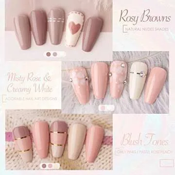 Gellen Gel Nail Polish Kit- Gentle Nudes Series Nude Neutrals 6 Colors, Warm Pastels Beige Pink Soak Off Gel Polish Set