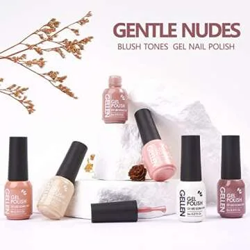 Gellen Gel Nail Polish Kit- Gentle Nudes Series Nude Neutrals 6 Colors, Warm Pastels Beige Pink Soak Off Gel Polish Set