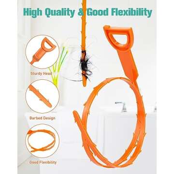 Oanie 7 Pack 25inch Drain Clog Remover Tool, Drain Cleaner Hair Clog Remover(6pcs), Drain Cleaner Sticks To Drain Hair Clog For Remover(1pcs), Sink Snake for Shower Kitchen Sink Bath Tub Bathroom(6+1)