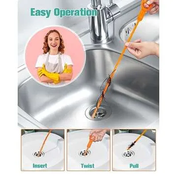 Oanie 7 Pack 25inch Drain Clog Remover Tool, Drain Cleaner Hair Clog Remover(6pcs), Drain Cleaner Sticks To Drain Hair Clog For Remover(1pcs), Sink Snake for Shower Kitchen Sink Bath Tub Bathroom(6+1)