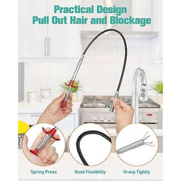 Oanie 7 Pack 25inch Drain Clog Remover Tool, Drain Cleaner Hair Clog Remover(6pcs), Drain Cleaner Sticks To Drain Hair Clog For Remover(1pcs), Sink Snake for Shower Kitchen Sink Bath Tub Bathroom(6+1)