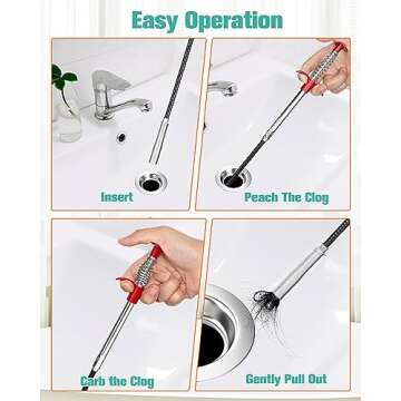 Oanie 7 Pack 25inch Drain Clog Remover Tool, Drain Cleaner Hair Clog Remover(6pcs), Drain Cleaner Sticks To Drain Hair Clog For Remover(1pcs), Sink Snake for Shower Kitchen Sink Bath Tub Bathroom(6+1)