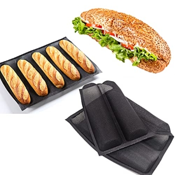 Non-Stick 5-Cavity French Bread Baking Pan for Home Bakers