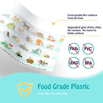 Disposable Placemats for Baby 40 Pack Stick-On Baby Placemat Alphabet ABC Animal Kids Table Mat for ...
