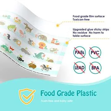 Disposable Placemats for Baby 40 Pack Stick-On Baby Placemat Alphabet ABC Animal Kids Table Mat for ...