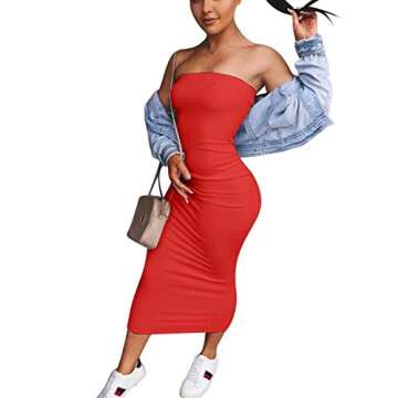 BORIFLORS Bodycon Midi Tube Dress for All Occasions