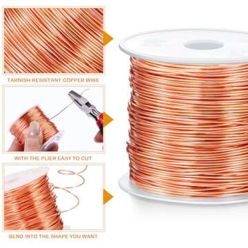 Funrous 5 Rolls 5 Size Jewelry Wire 18, 20, 22, 24, 26 Gauge Copper Wire Kit Jewelry Beading Bendabl...