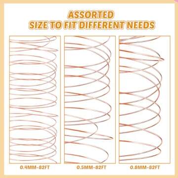 Funrous 5 Rolls 5 Size Jewelry Wire 18, 20, 22, 24, 26 Gauge Copper Wire Kit Jewelry Beading Bendable Craft Metal for Making Crafts, Sculpting with a Pliers(Copper)