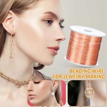 Funrous 5 Rolls 5 Size Jewelry Wire 18, 20, 22, 24, 26 Gauge Copper Wire Kit Jewelry Beading Bendable Craft Metal for Making Crafts, Sculpting with a Pliers(Copper)