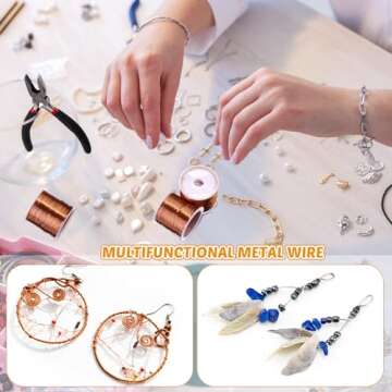 Funrous 5 Rolls 5 Size Jewelry Wire 18, 20, 22, 24, 26 Gauge Copper Wire Kit Jewelry Beading Bendable Craft Metal for Making Crafts, Sculpting with a Pliers(Copper)