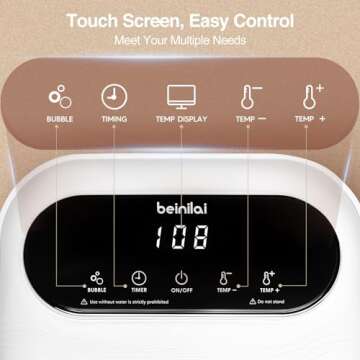 Beinilai Collapsible Foot Spa with Heat, Bubble and Temperature Control, Foot Bath Massager with Massage Rollers, Foot Soaking Tub, Pedicure Foot spa for Stress Relief (White)