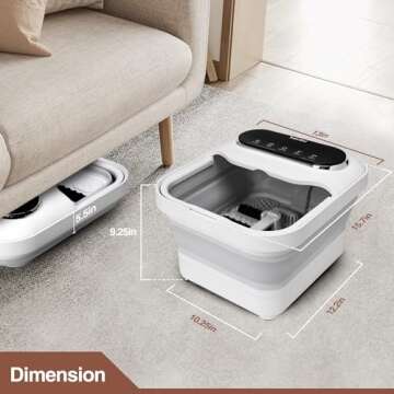 Beinilai Collapsible Foot Spa with Heat, Bubble and Temperature Control, Foot Bath Massager with Massage Rollers, Foot Soaking Tub, Pedicure Foot spa for Stress Relief (White)