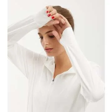 Libin Women's Full Zip UPF 50+ Sun Protection Hoodie Jacket Long Sleeve Sun Shirt Hiking Outdoor Performance with Pockets White XL