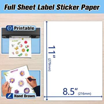Koala 100 Sheets Matte White Sticker Paper for Inkjet Printing