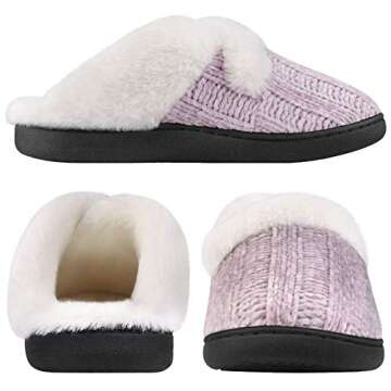 Slippers for Women Fuzzy House Slip on Indoor Outdoor Bedroom Furry Fleece Lined Ladies Comfy Memory...