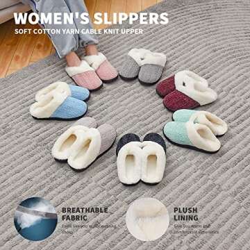 Slippers for Women Fuzzy House Slip on Indoor Outdoor Bedroom Furry Fleece Lined Ladies Comfy Memory Foam Female Home Shoes Anti-Skid Rubber Hard Sole Light Purple Size 7-8