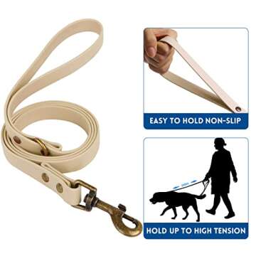 Wisedog Dog Collar and Leash Set Combo: Adjustable Durable Pet Collars with Dog Leashes for Small Medium Large Dogs,includes One Bonus of Poop Bag Holder (M, Sand Color)