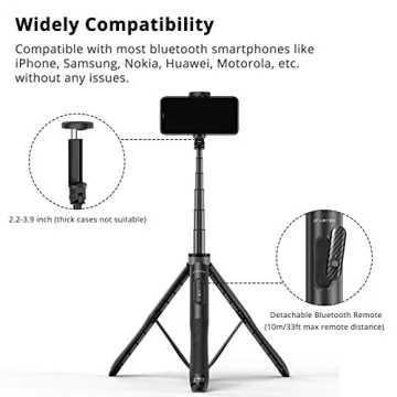 ATUMTEK 51" Selfie Stick Tripod with Bluetooth Remote