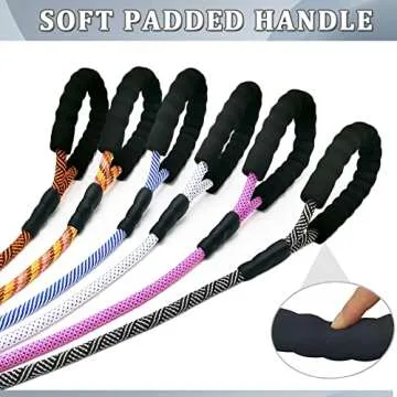 MayPaw Heavy Duty Rope Dog Leash, 3/4/5/6/7/8/10/12/15 FT Nylon Pet Leash, Soft Padded Handle Thick Lead for Large Medium Dogs Small Puppy (1/2" * 8', Black)