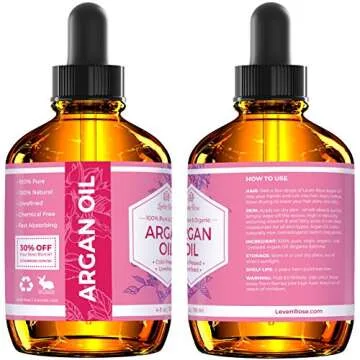 Leven Rose Argan Oil for Face, Hair and Skin - 4 oz 100% Pure Moroccan Cold-Pressed Organic