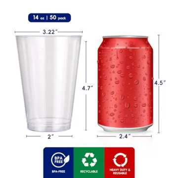 Durable JOLLY CHEF 14 oz Clear Plastic Cups for Parties