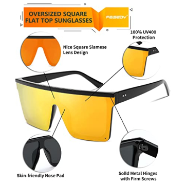 FEISEDY Oversized Sunglasses for Men and Women UV400 Protection