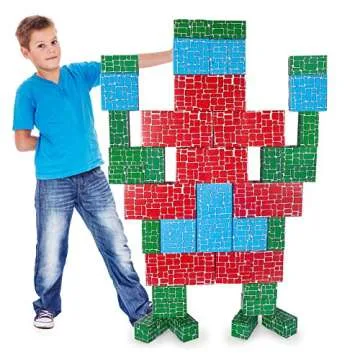 Cardboard Building Block, Exercise N Play 40pcs Extra-Thick Jumbo Giant Building Blocks in 3 Sizes for Kids