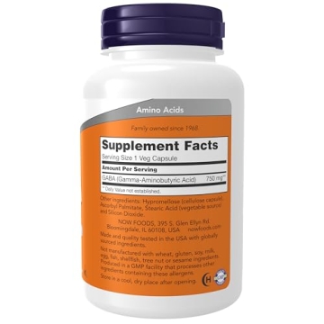 NOW Supplements GABA 750mg Capsules for Stress Relief