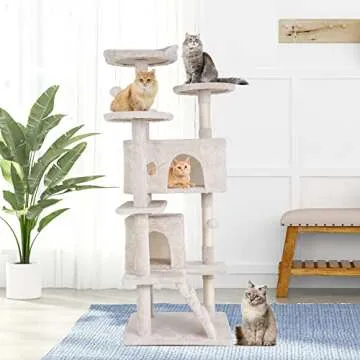 BestPet 54in Multi-Level Cat Tree Tower Furniture Activity Center with Scratching Posts, Toys and Co...