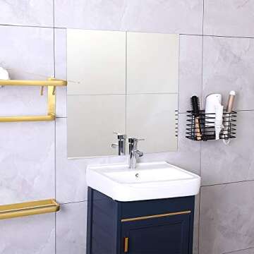 YCOCO Hair Dryer Holder - Wall Mount Metal Wire Organizer for Bathroom Hair Care Tools, Styling Tool Storage Basket for Dryers, Flat Irons, Curling Wands, Straighteners, Black