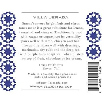 Villa Jerada, Sumac Coarse Premium Seasoning Spice - Featuring Cherry and Citrus Notes (New Lemony-Salty Partner to Pepper), 2.1 oz (SUMAC - 1 JAR)