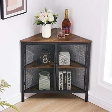 Stylish VECELO Corner Cabinet with Storage Solutions