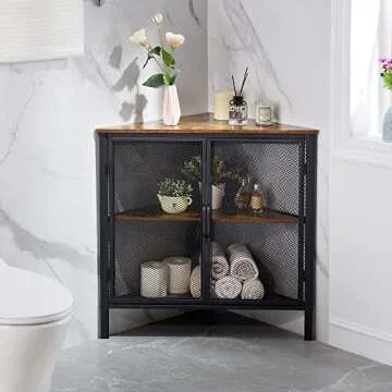 Stylish VECELO Corner Cabinet with Storage Solutions