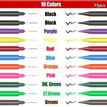Edible Markers, 11Pcs Ultra Fine Tip(0.5mm) Food Coloring Pens, Double Sided Food Grade Gourmet Writers for Cake,Cookie,Fondant Decorating,Painting,Drawing,Baking,10 color by Edibleink