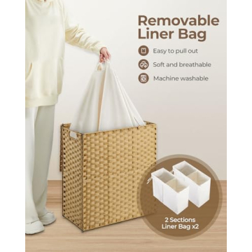 Greenstell 90L Foldable Laundry Hamper with Removable Liners