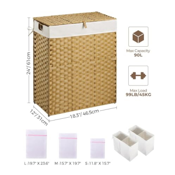 Greenstell 90L Foldable Laundry Hamper with Removable Liners