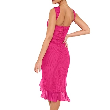 VNIRA Stylish Ruffle Bodycon Dress Backless Midi Style