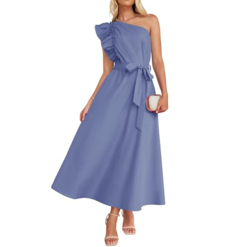 Elegant ZESICA One Shoulder Ruffle Dress for Summer