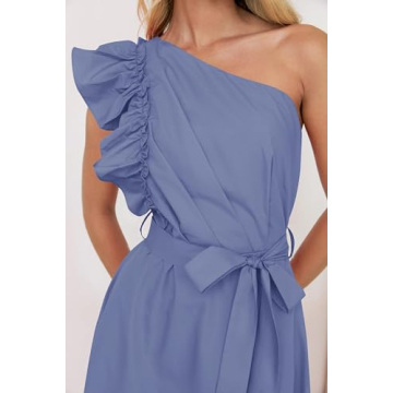 Elegant ZESICA One Shoulder Ruffle Dress for Summer