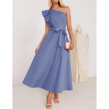 Elegant ZESICA One Shoulder Ruffle Dress for Summer