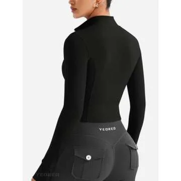 YEOREO Women's Cropped Full Zip Workout Jacket