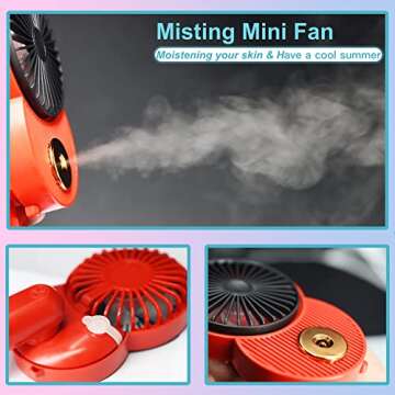 LACOVIA Cute Mickey Misting Mini Fan, Handheld Portable USB Rechargeable Fan with 3 Adjustable Speed...