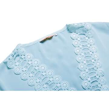 MiYang Women's Floral Lace Beach Bikini Swimwear Cover-up Sky Blue X-Large(US 10-12)