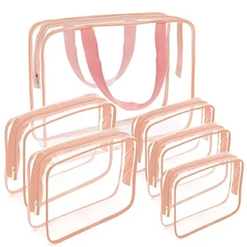 APREUTY 6 Pcs Clear Makeup Bags Set for Organized Travel and Home Use