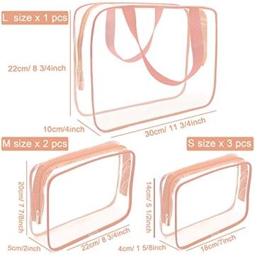 APREUTY Stylish 6 Pcs Clear Makeup Bags Set for Travel