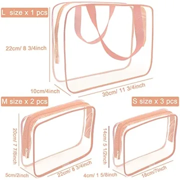 APREUTY Stylish 6 Pcs Clear Makeup Bags Set for Travel
