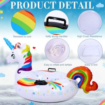 Shappy Unicorn Snow Tube – 60" Inflatable Fun for All